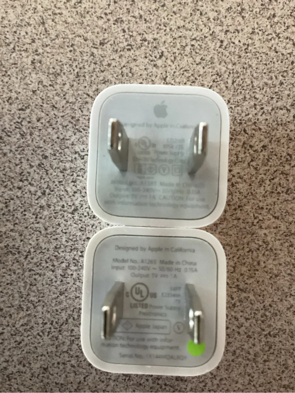Set of TWO Apple 5W USB Power Adapters / Charging Cubes for iPhone